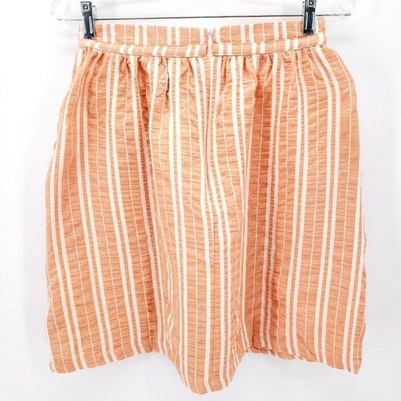 ANTHROPOLOGIE PEPALOVES Striped Orange Skirt - Picture 3 of 5
